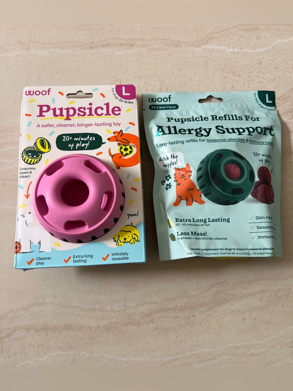 WOOF Pupsicle Treat-Dispensing Toy & Dog Allergy Support Pupsicle Pops Refill